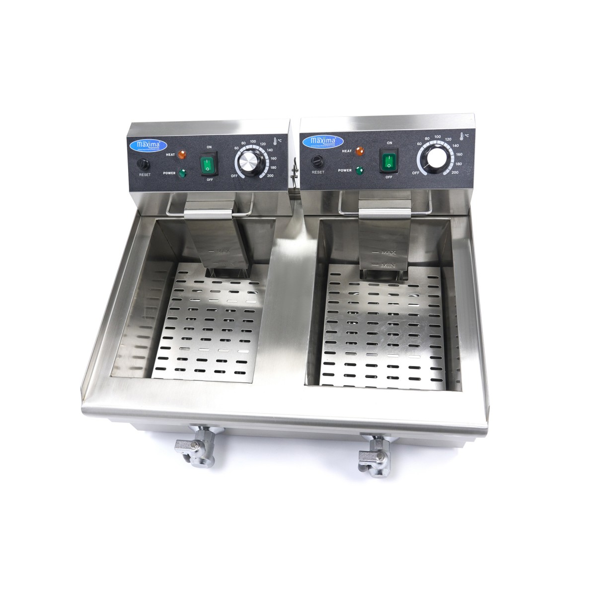 Deep Fryer - 2 x 10L - 2 Baskets - with Drain Tap