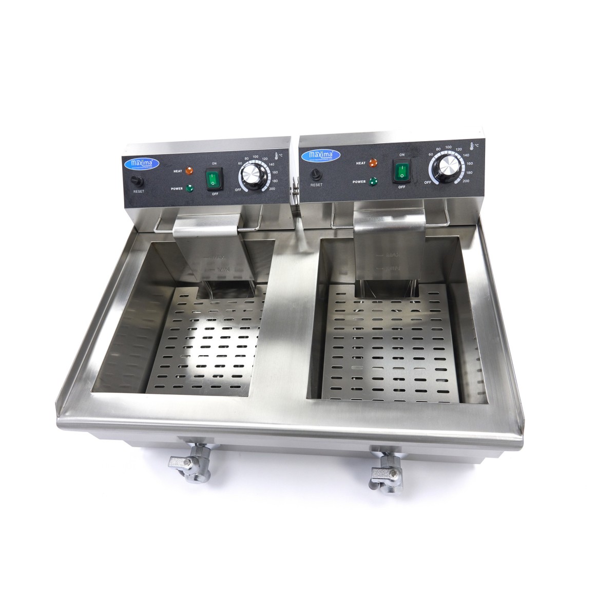 Deep Fryer - 2 x 13L - 2 Baskets - with Drain Tap