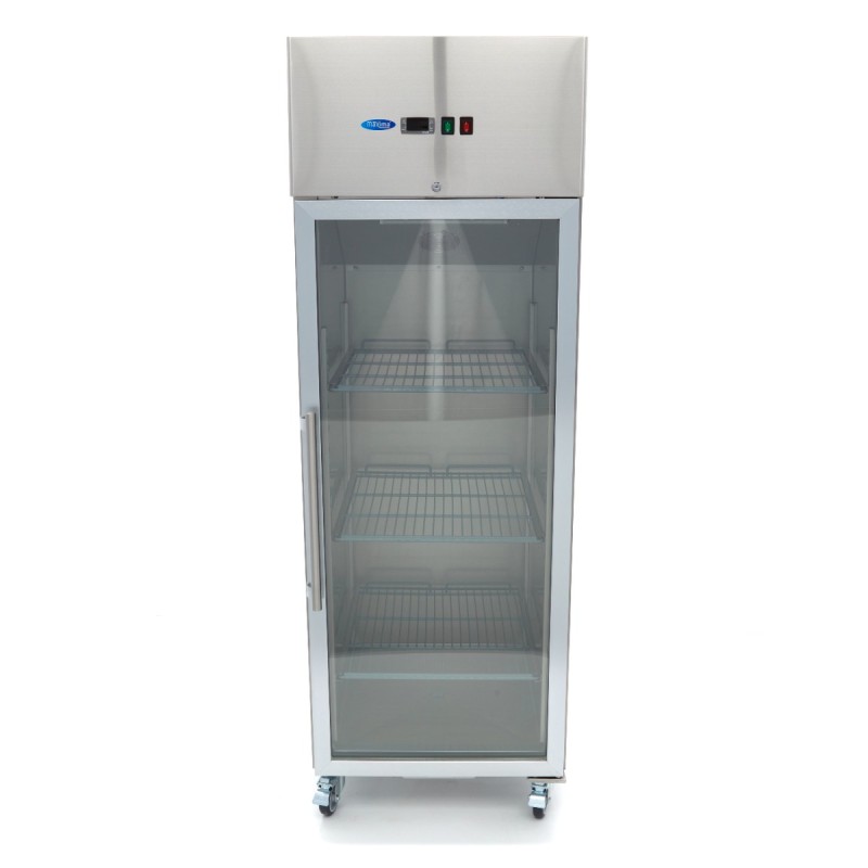 Fridge - 600L - 3 Adjustable Shelves (2/1GN) - Stainless Steel - with Glass Door