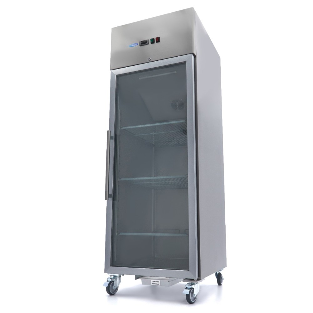Fridge - 600L - 3 Adjustable Shelves (2/1GN) - Stainless Steel - with Glass Door