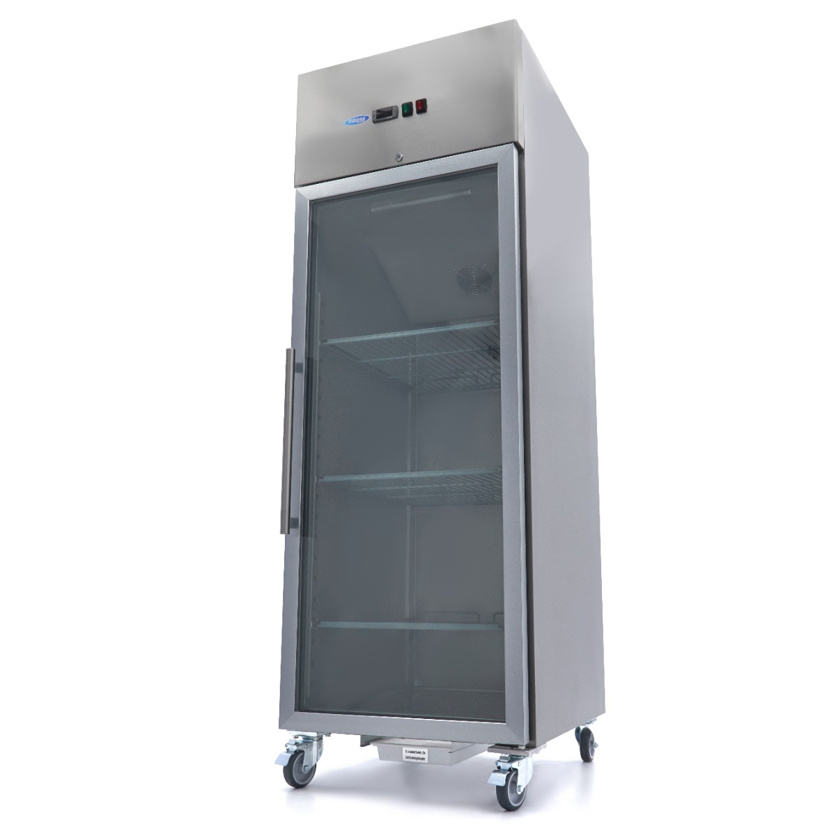 Fridge - 600L - 3 Adjustable Shelves (2/1GN) - Stainless Steel - with Glass Door