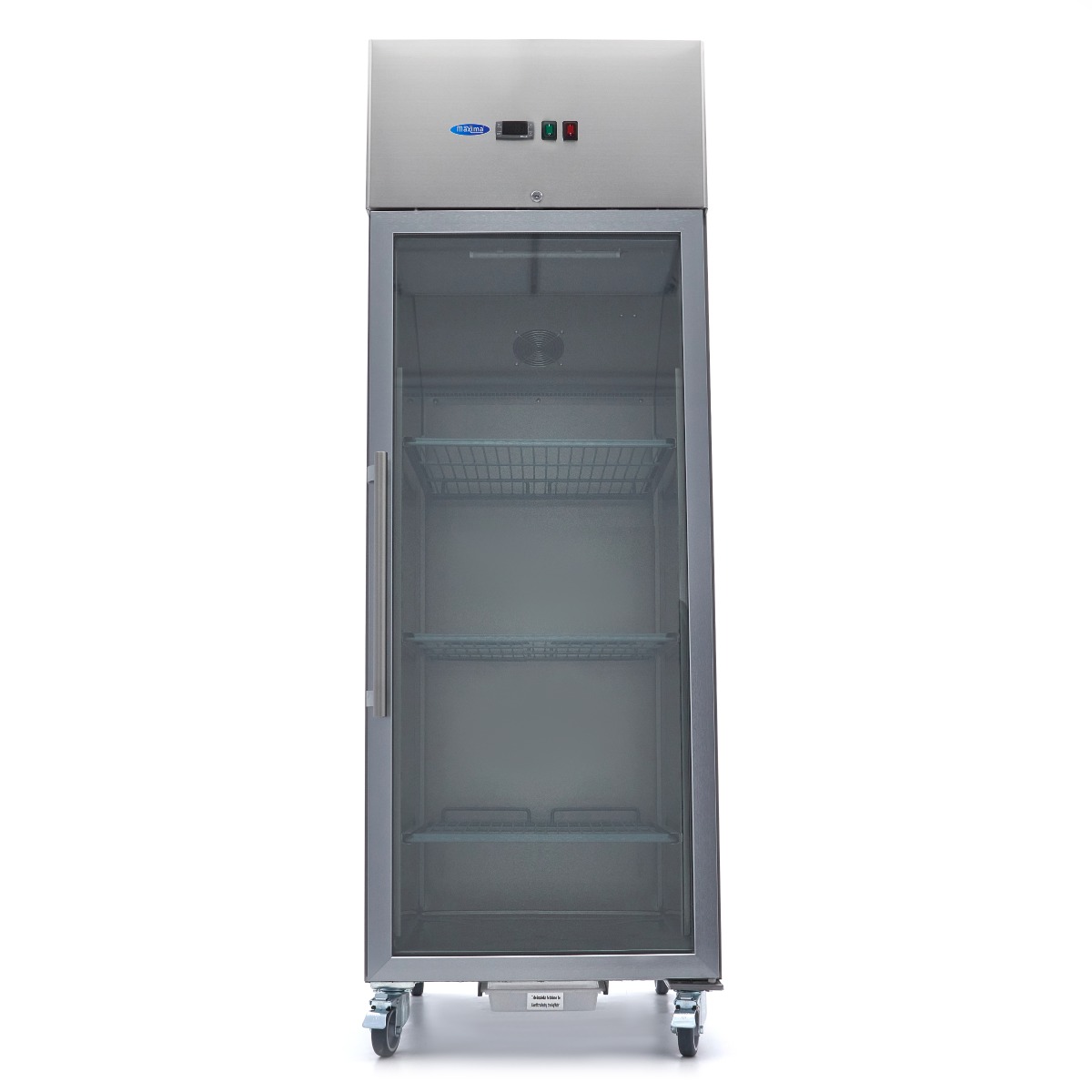 Fridge - 600L - 3 Adjustable Shelves (2/1GN) - Stainless Steel - with Glass Door