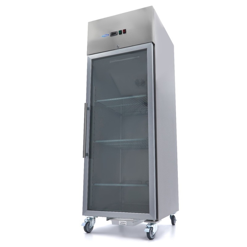 Fridge - 600L - 3 Adjustable Shelves (2/1GN) - Stainless Steel - with Glass Door
