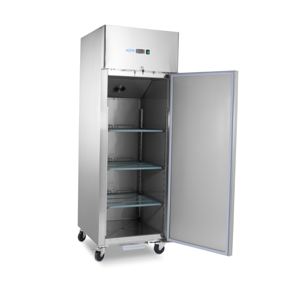 Fridge - 600L - 3 Adjustable Shelves (2/1 GN) - Stainless Steel - on Wheels