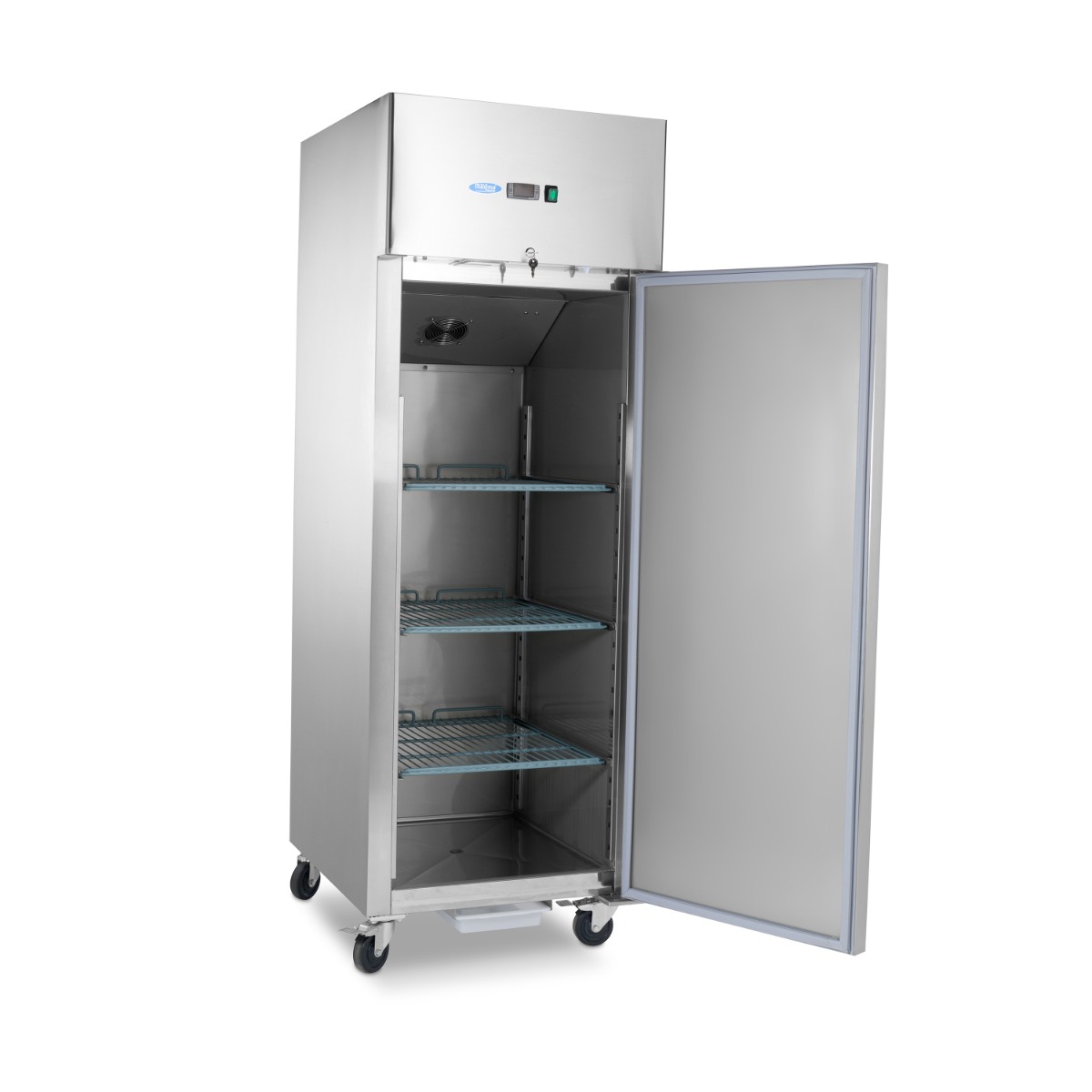 Fridge - 600L - 3 Adjustable Shelves (2/1 GN) - Stainless Steel - on Wheels