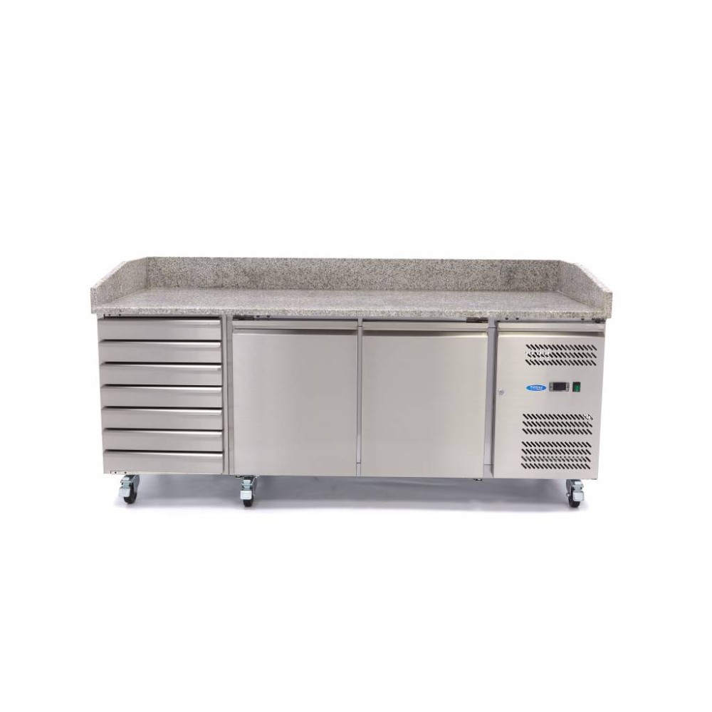 Pizza Prep Fridge - 202cm - 2 Doors - 7 Drawers