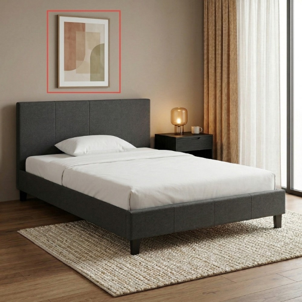 Κρεβάτι Flat Megapap υφασμάτινο χρώμα ανθρακί 120x200εκ.