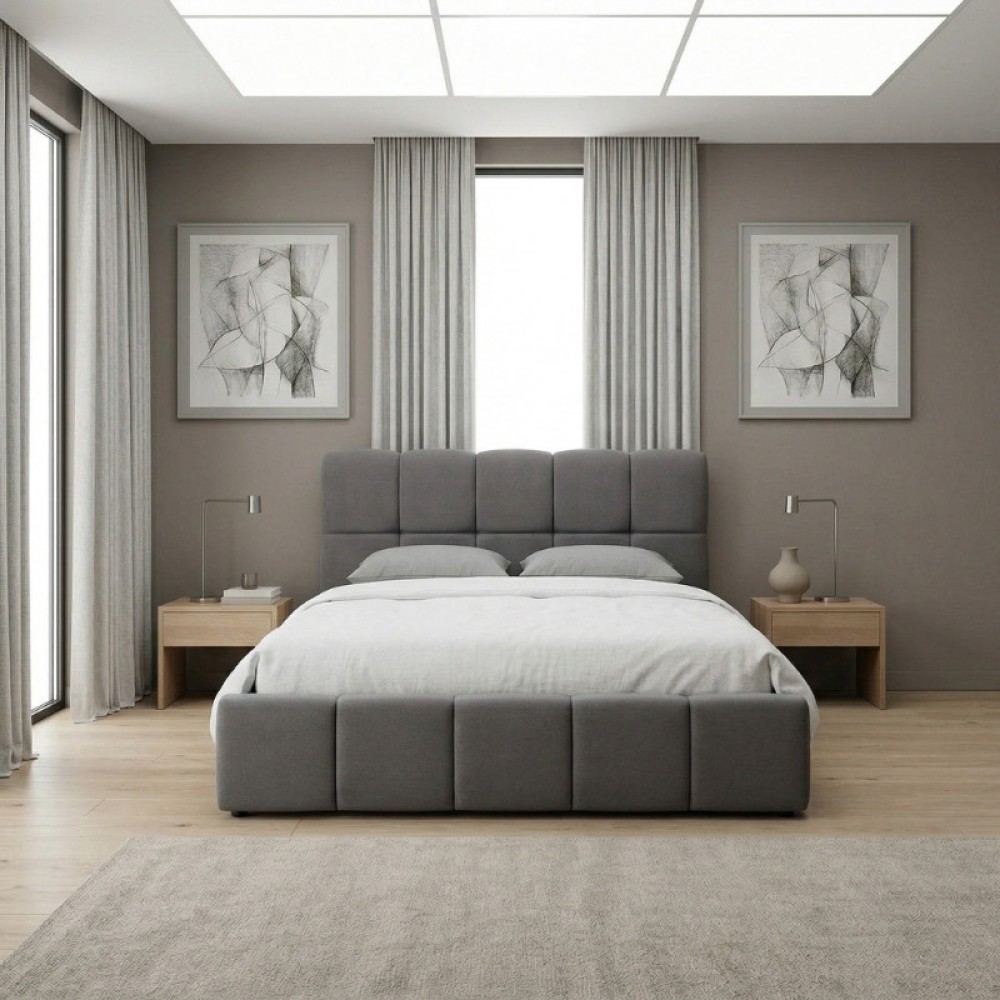 Κρεβάτι Elora Megapap βελούδινο με αποθηκευτικό χώρο χρώμα γκρι 160x200εκ.