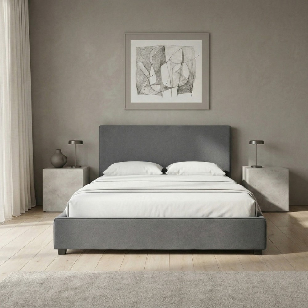 Κρεβάτι Verona Megapap υφασμάτινο με αποθηκευτικό χώρο χρώμα ανθρακί 160x200εκ.