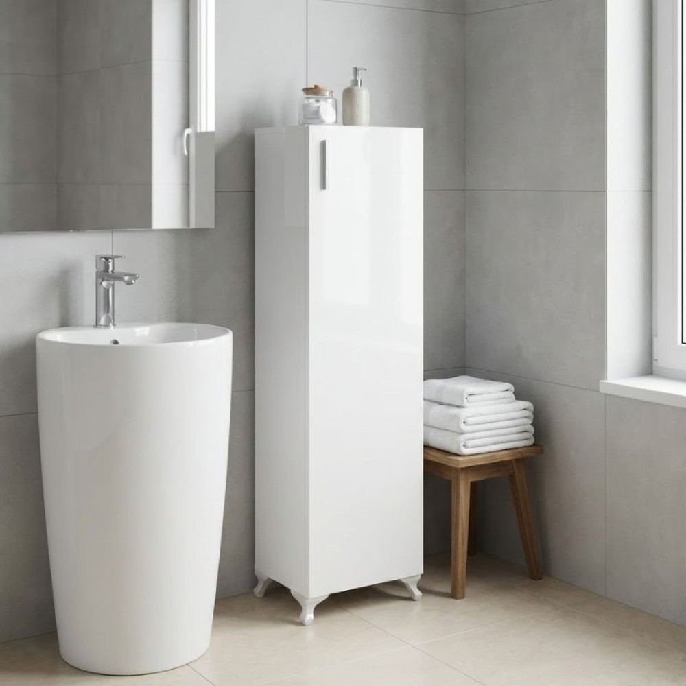 Ντουλάπι κουζίνας - μπάνιου Mine Megapap χρώμα λευκό 30x32x128εκ.