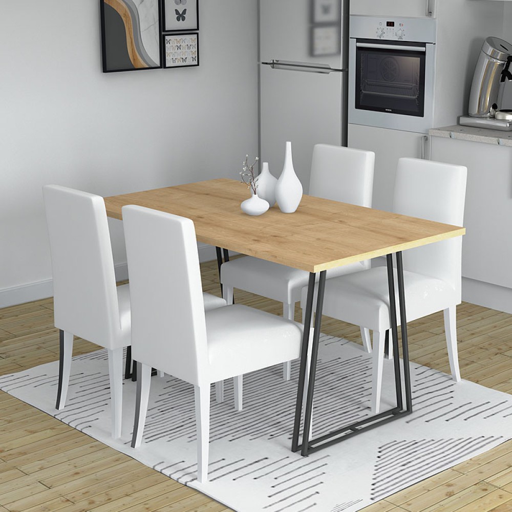 Τραπέζι Gable Megapap χρώμα φυσικό οξιάς - ανθρακί 140x80x76εκ.