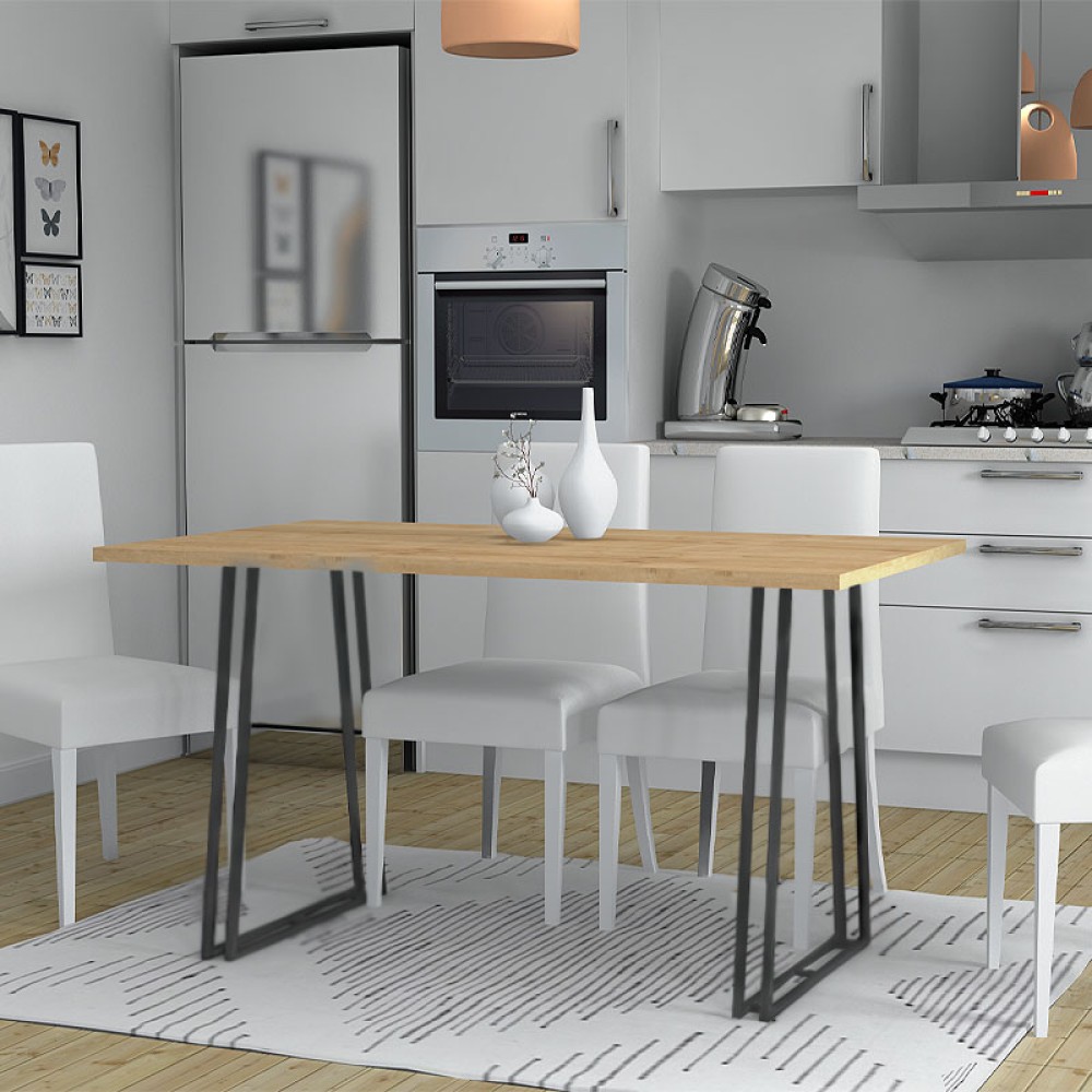 Τραπέζι Gable Megapap χρώμα φυσικό οξιάς - ανθρακί 140x80x76εκ.