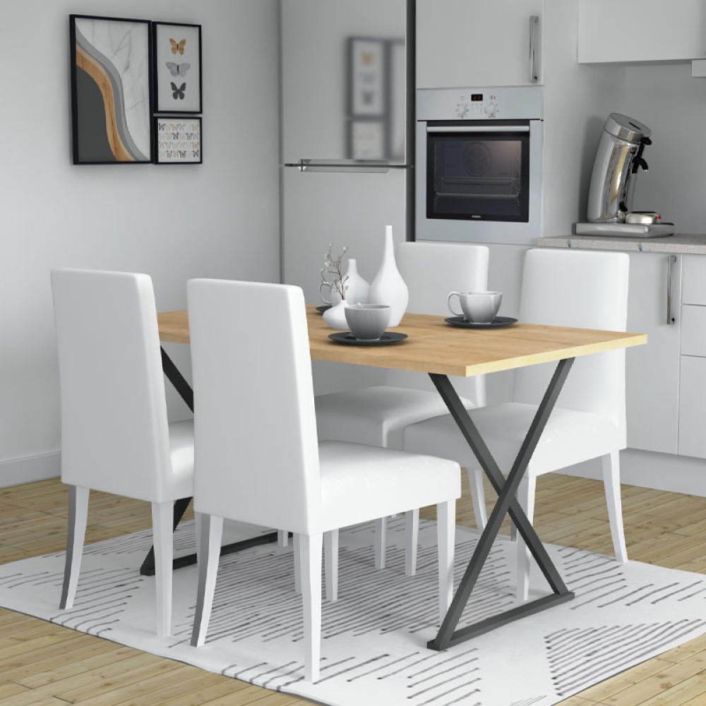 Τραπέζι Bette Megapap χρώμα φυσικό οξιάς - ανθρακί 140x80x76εκ.