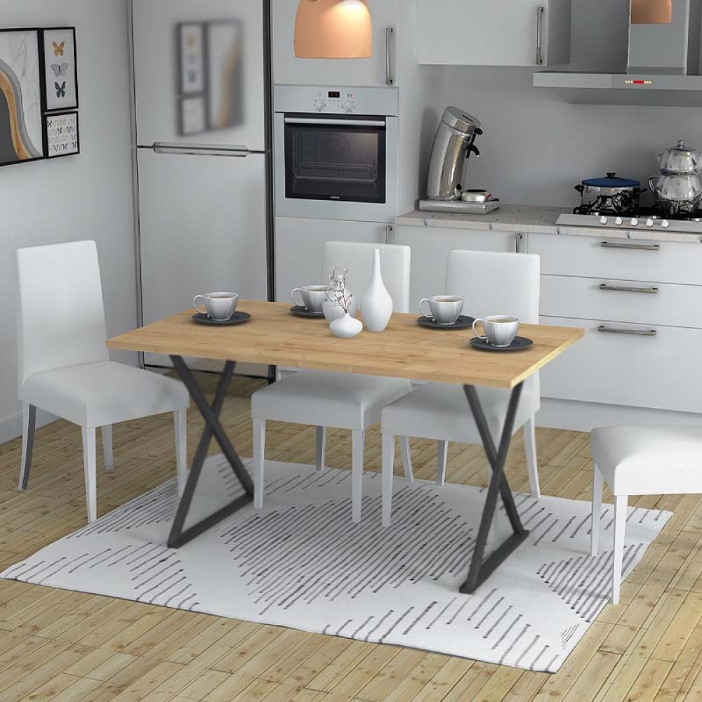 Τραπέζι Bette Megapap χρώμα φυσικό οξιάς - ανθρακί 140x80x76εκ.