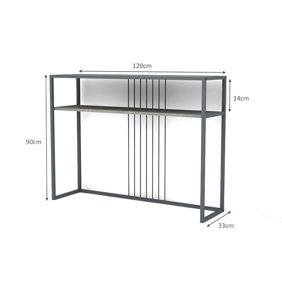 Κονσόλα Kary Megapap μεταλλική - μελαμίνης χρώμα oak 120x33x90εκ.