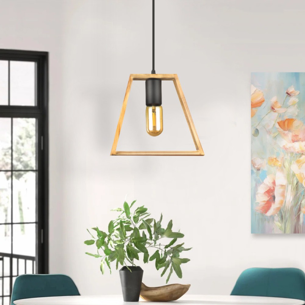 Φωτιστικό οροφής Tekli Megapap E27 ξύλινο μονόφωτο χρώμα φυσικό 23x3x70εκ.