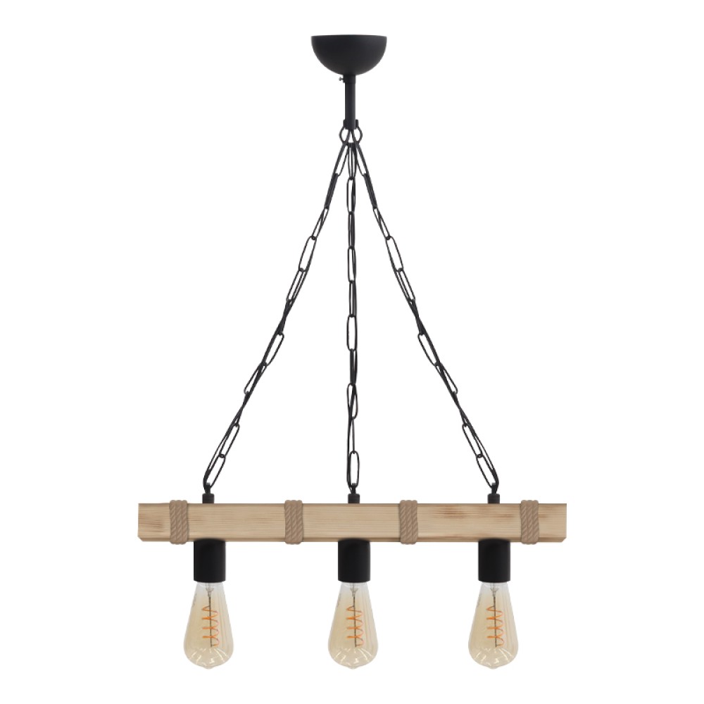 Φωτιστικό οροφής Vero Megapap E27 ξύλινο τρίφωτο χρώμα φυσικό 50x8x65εκ.