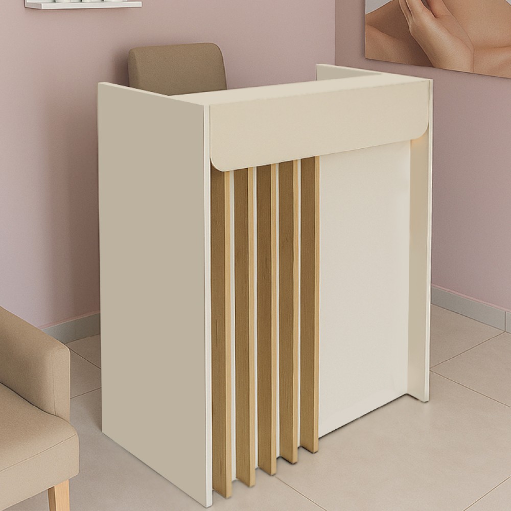 Γραφείο υποδοχής - reception Karibu Megapap με LED χρώμα sandstone - sepet oak 90x40x100εκ.