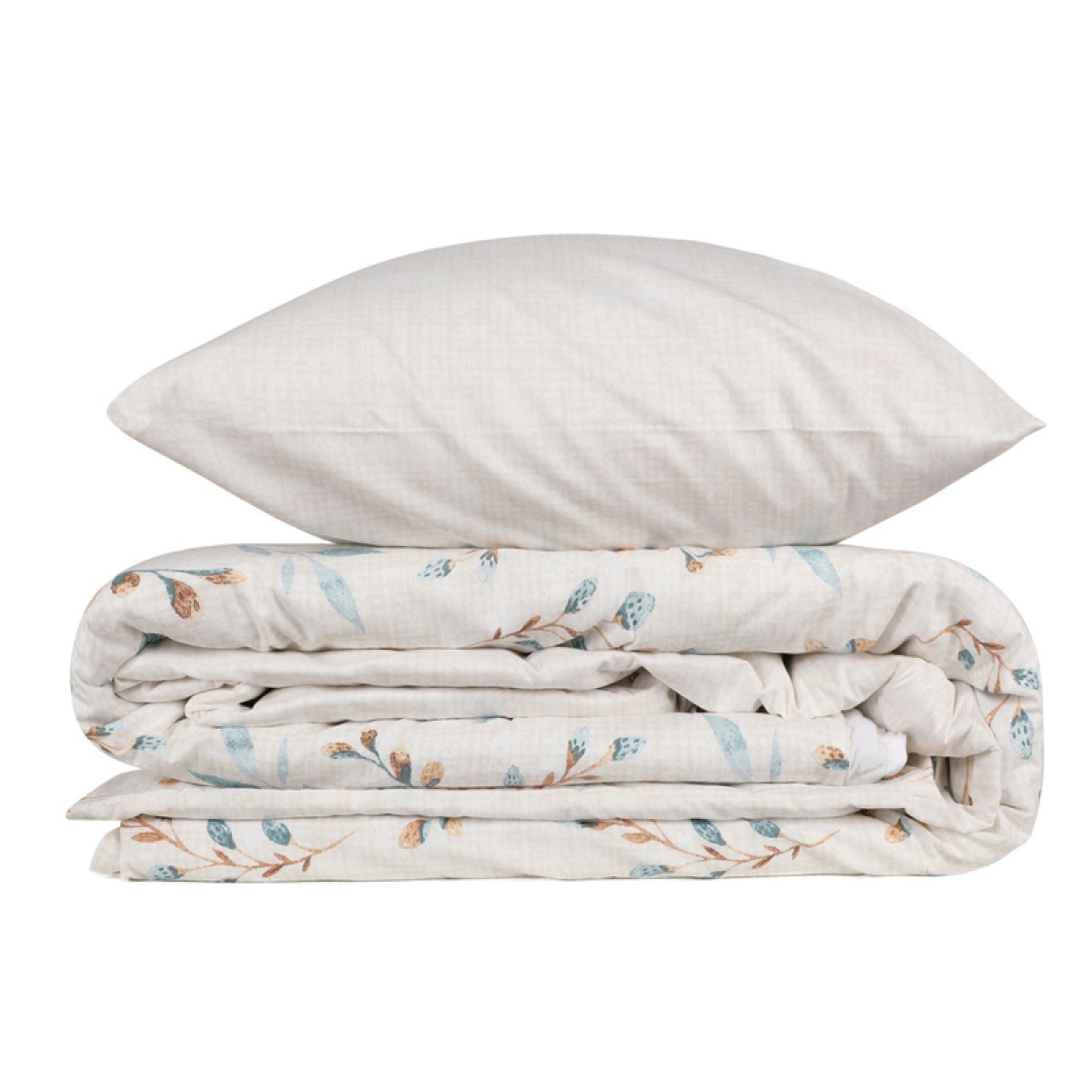 Σετ παπλωματοθήκη Lendell Cotton Box 3 τμχ Μονή (160x220) χρώμα μέντα - λευκό