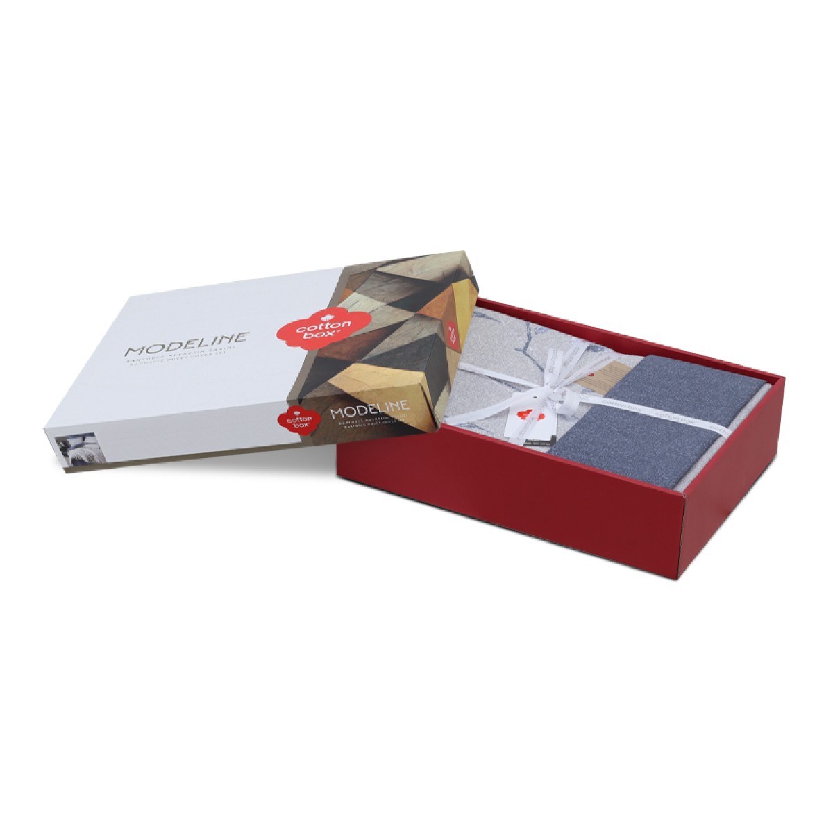 Σετ παπλωματοθήκη Nitsa Cotton Box 3 τμχ Μονή (160x220) χρώμα σκούρο μπλε - γκρι