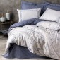 Σετ παπλωματοθήκη Nitsa Cotton Box 3 τμχ Μονή (160x220) χρώμα σκούρο μπλε - γκρι