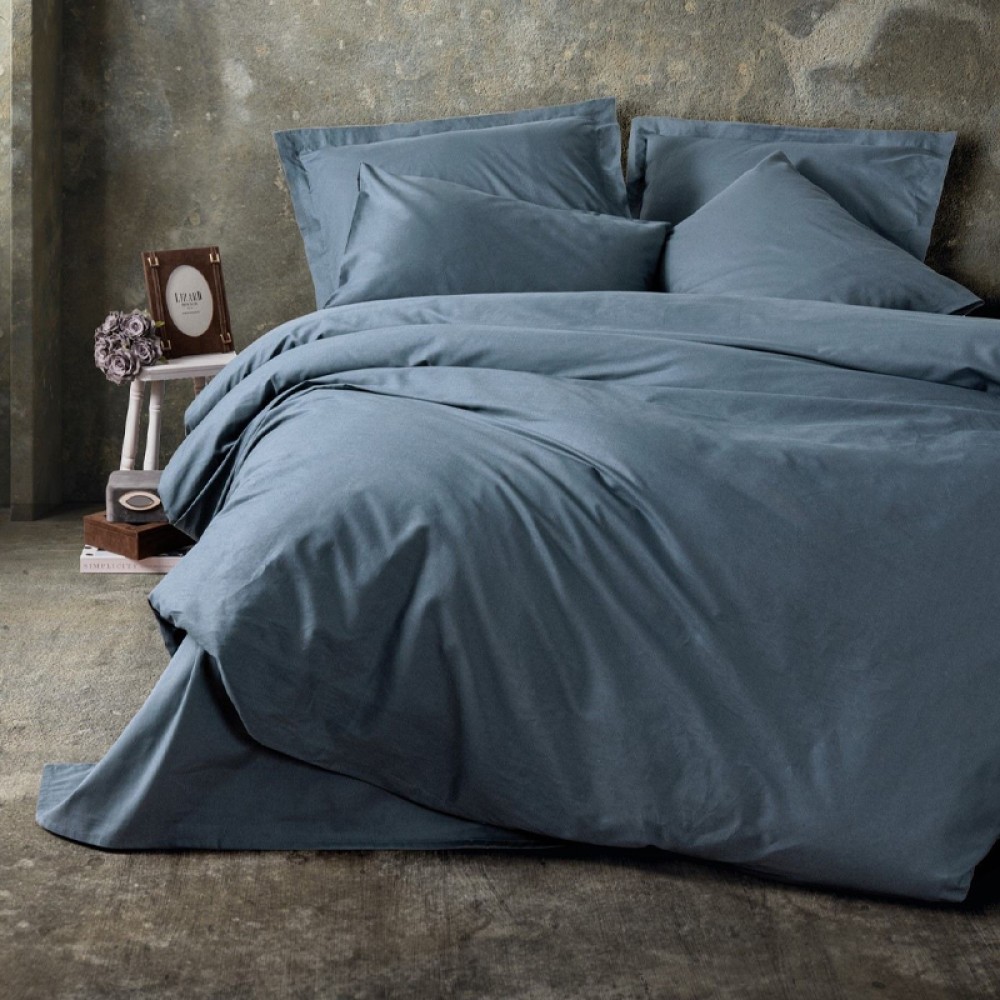 Σετ παπλωματοθήκη Plain Cotton Box 4 τμχ Διπλή (200x220) χρώμα ανθρακί
