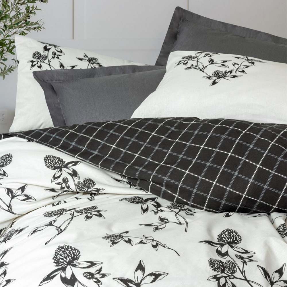 Σετ παπλωματοθήκη Ohia Cotton Box 4 τμχ Διπλή (200x220) χρώμα ανθρακί