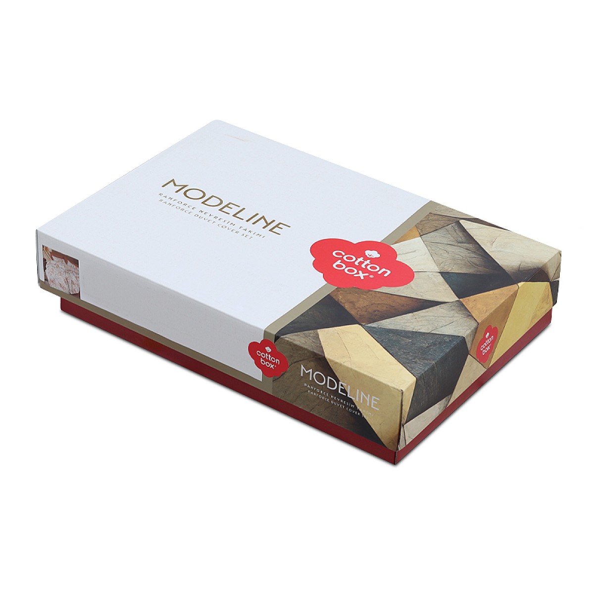 Σετ παπλωματοθήκη Flos Cotton Box 4 τμχ Διπλή (200x220) χρώμα μπορντώ