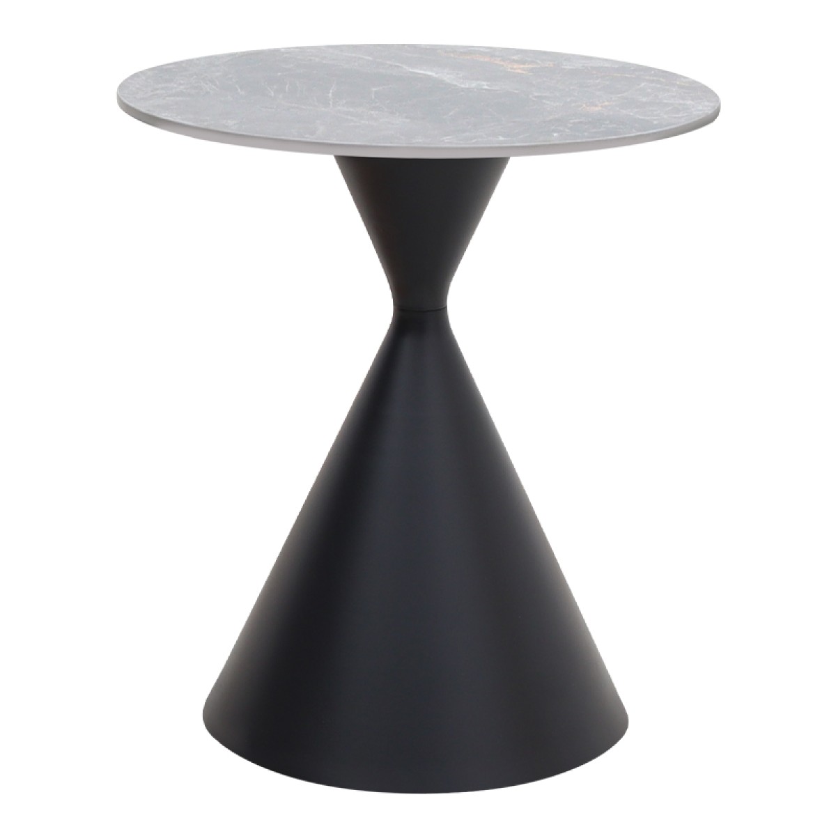 Τραπεζάκι βοηθητικό Logan Megapap sintered stone - μέταλλο χρώμα γκρι εφέ μαρμάρου - μαύρο Ø50x56εκ.