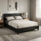 Κρεβάτι Flat Megapap από τεχνόδερμα χρώμα μαύρο ματ 150x200εκ.