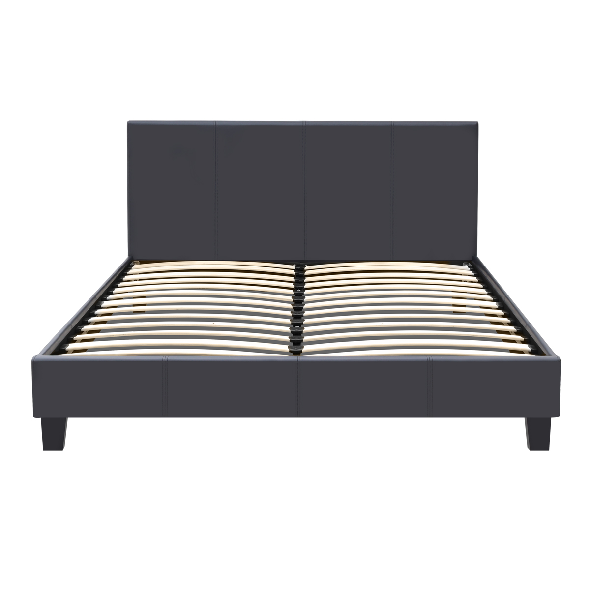 Κρεβάτι Flat Megapap από τεχνόδερμα χρώμα μαύρο ματ 150x200εκ.