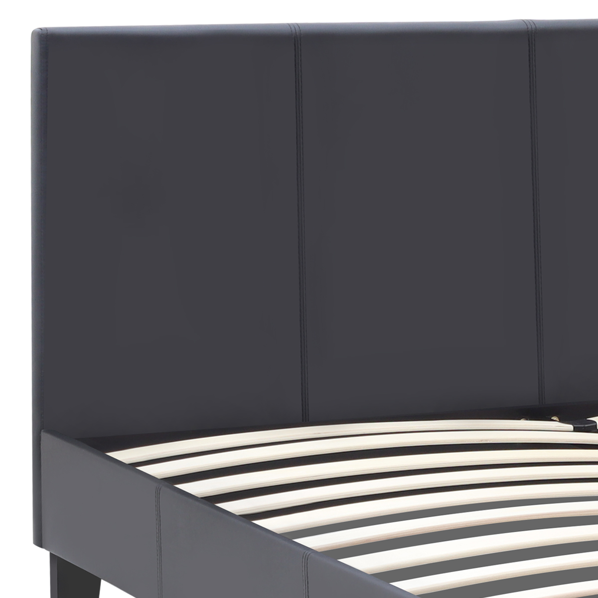 Κρεβάτι Flat Megapap από τεχνόδερμα χρώμα μαύρο ματ 150x200εκ.