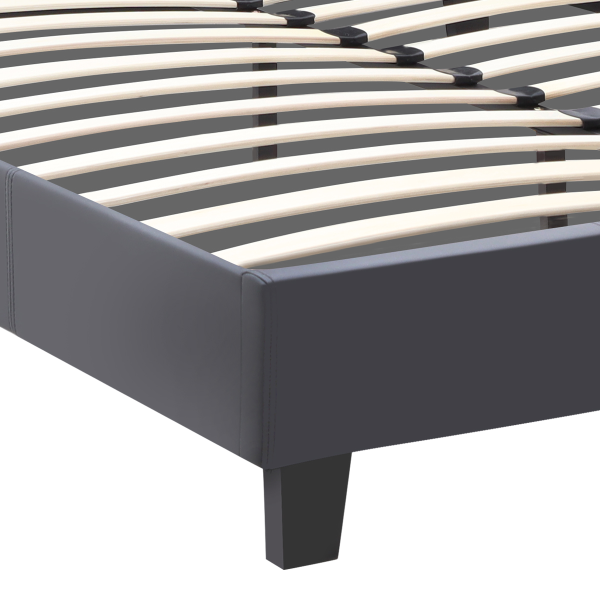 Κρεβάτι Flat Megapap από τεχνόδερμα χρώμα μαύρο ματ 140x190εκ.