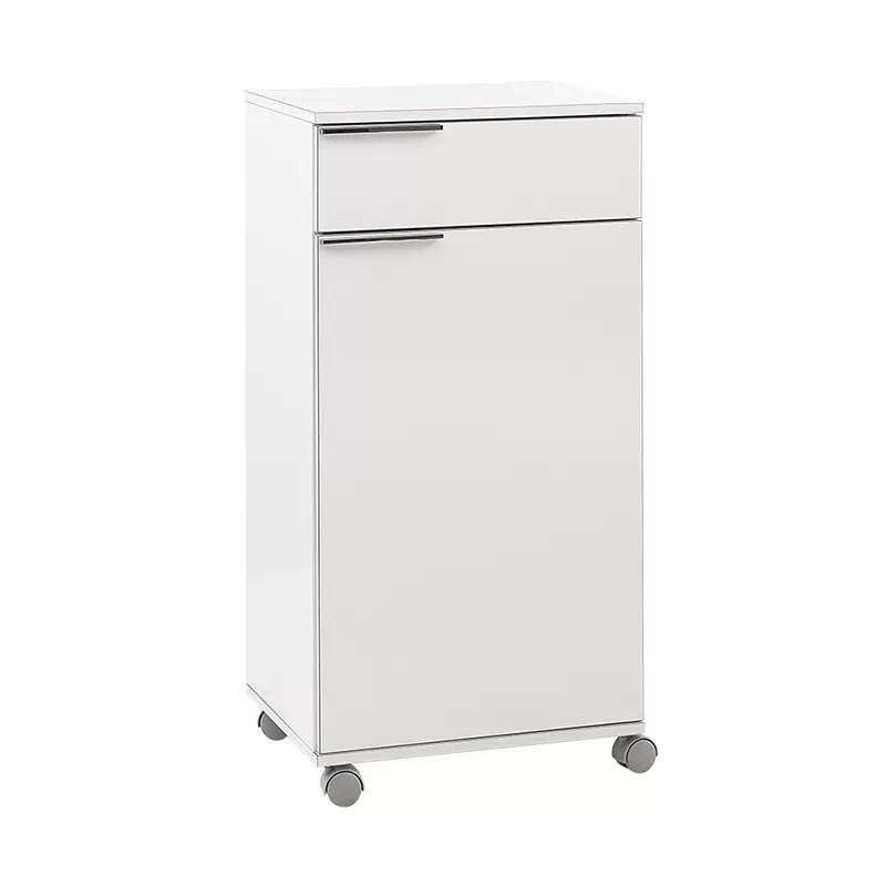 Ντουλάπι Diamond Megapap τροχήλατο χρώμα λευκό gloss 50x40x100εκ.