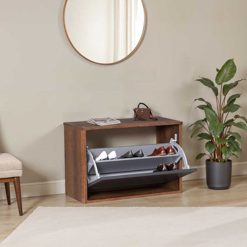 Παπουτσοθήκη 6 ζεύγων Step Megapap χρώμα καρυδί 60x30x42εκ.