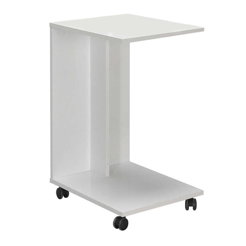 Τραπεζάκι βοηθητικό C-Shaped Megapap χρώμα λευκό gloss 35x45x65εκ.