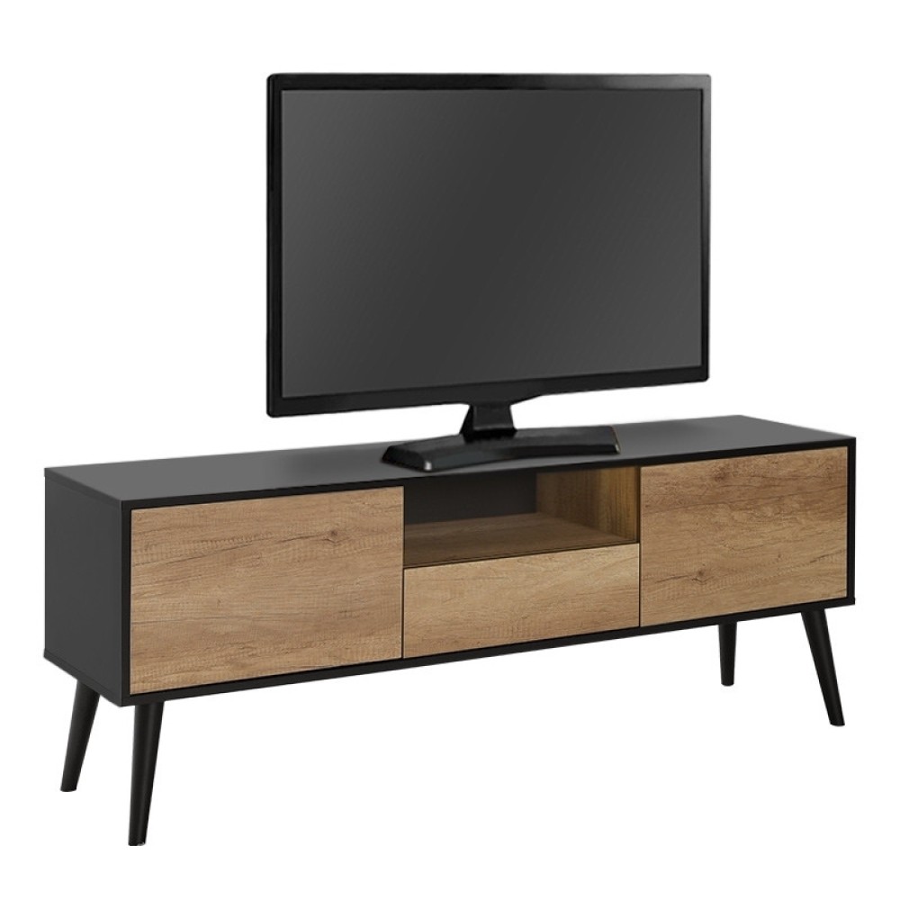 Έπιπλο τηλεόρασης Style Megapap χρώμα μαύρο - tori 160x41x58εκ.
