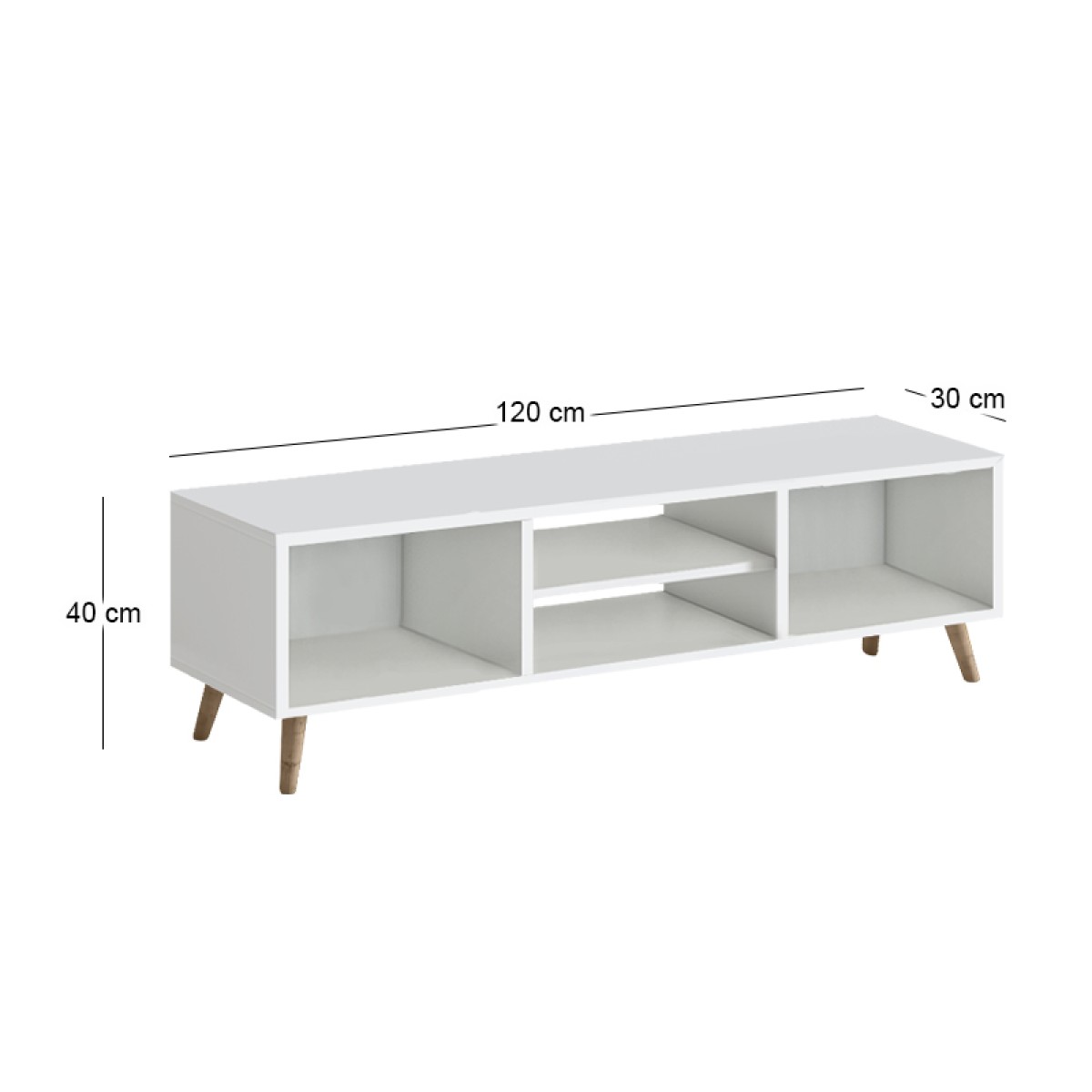 Έπιπλο τηλεόρασης Loren Megapap χρώμα λευκό 120x30x40εκ.