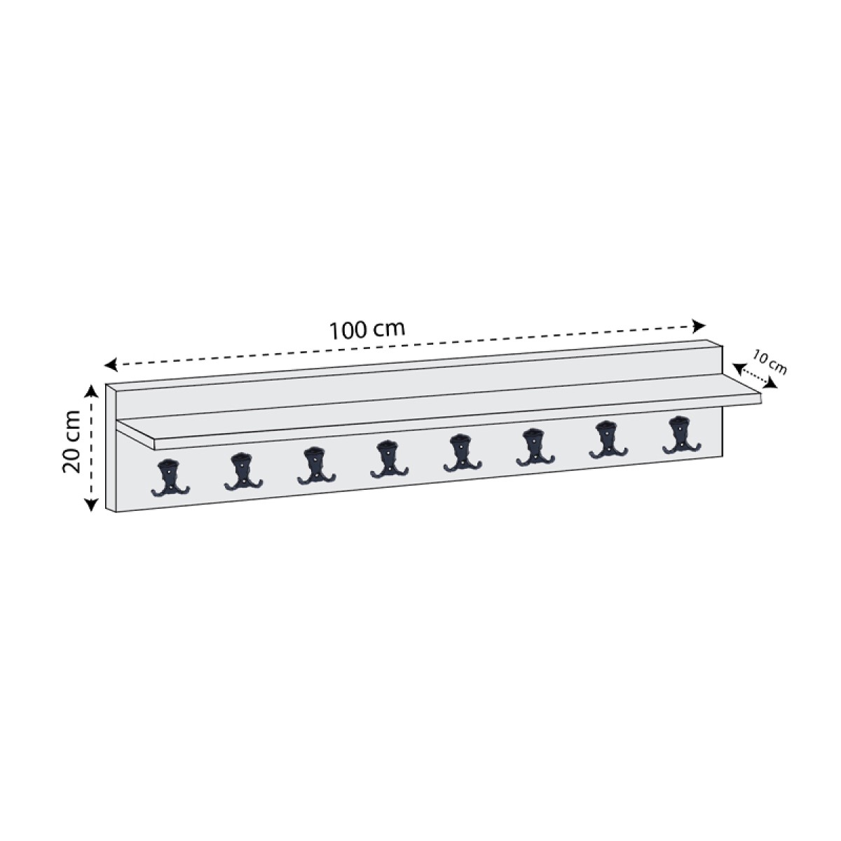 Κρεμάστρα τοίχου Vettini Megapap χρώμα λευκό 100x12x20εκ.