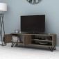 Έπιπλο τηλεόρασης Foot Megapap χρώμα καρυδί 160x35x49εκ.