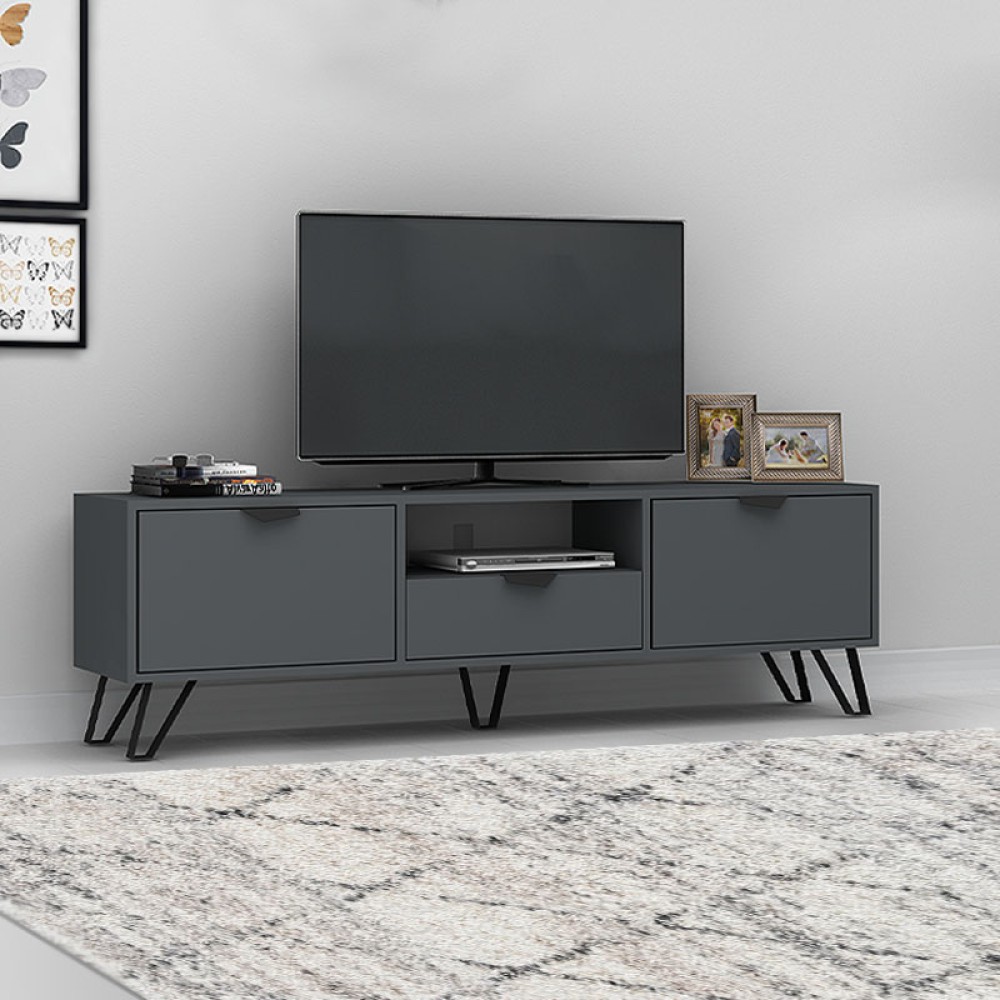 Έπιπλο τηλεόρασης Jasmine Megapap χρώμα ανθρακί 170x35x50εκ.