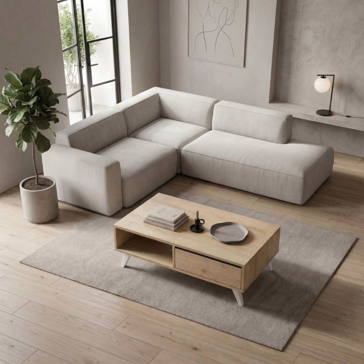 Τραπεζάκι σαλονιού Aster Megapap από μελαμίνη χρώμα sonoma 120x56x40εκ.