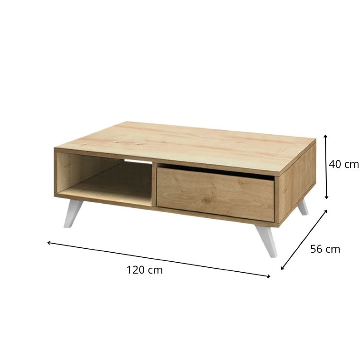 Τραπεζάκι σαλονιού Aster Megapap από μελαμίνη χρώμα sonoma 120x56x40εκ.
