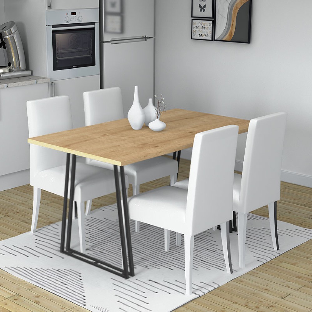 Τραπέζι Gable Megapap χρώμα φυσικό οξιάς - ανθρακί 140x80x76εκ.