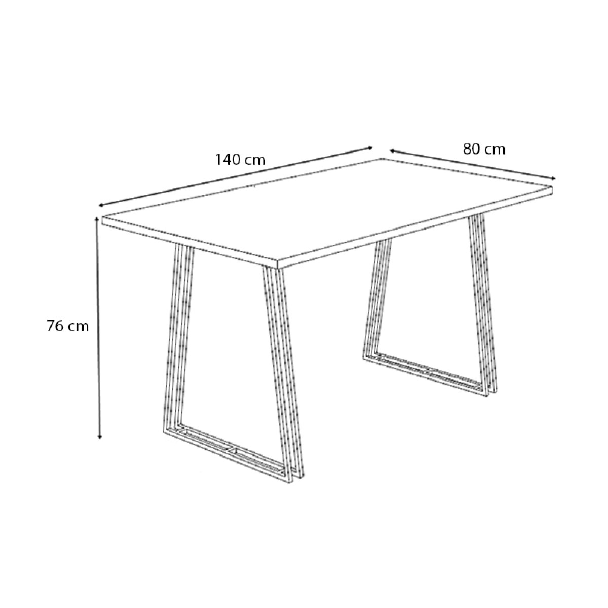 Τραπέζι Gable Megapap μεταλλικό - μελαμίνης χρώμα ανθρακί 140x80x76εκ.