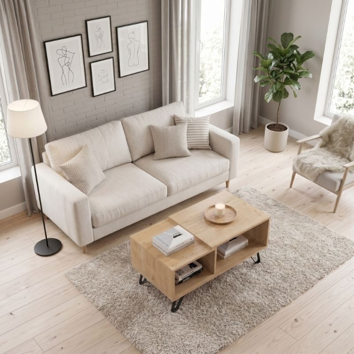Τραπεζάκι σαλονιού Don Megapap μελαμίνης χρώμα sonoma 90x55x44εκ.