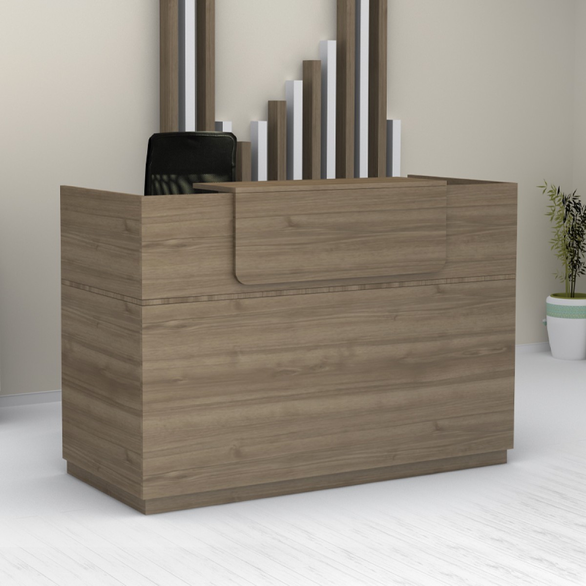Γραφείο υποδοχής - reception Lemmon Megapap χρώμα καρυδί 160x70x110εκ.
