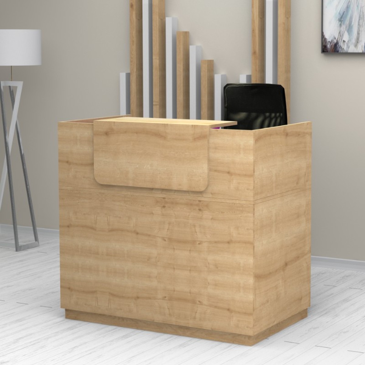 Γραφείο υποδοχής - reception Lemmon Megapap χρώμα φυσικό οξιάς 120x70x110εκ.