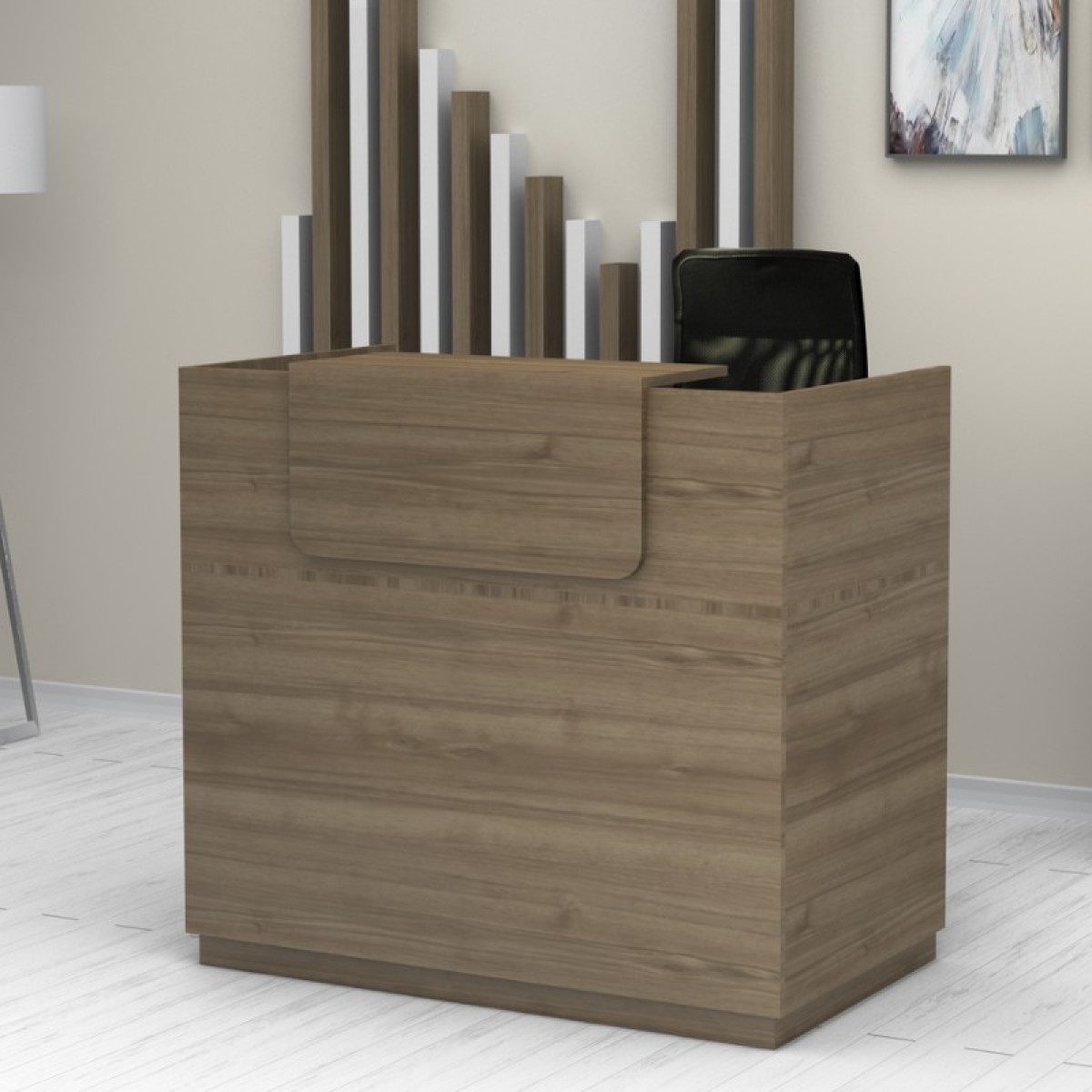 Γραφείο υποδοχής - reception Lemmon Megapap χρώμα καρυδί 120x70x110εκ.