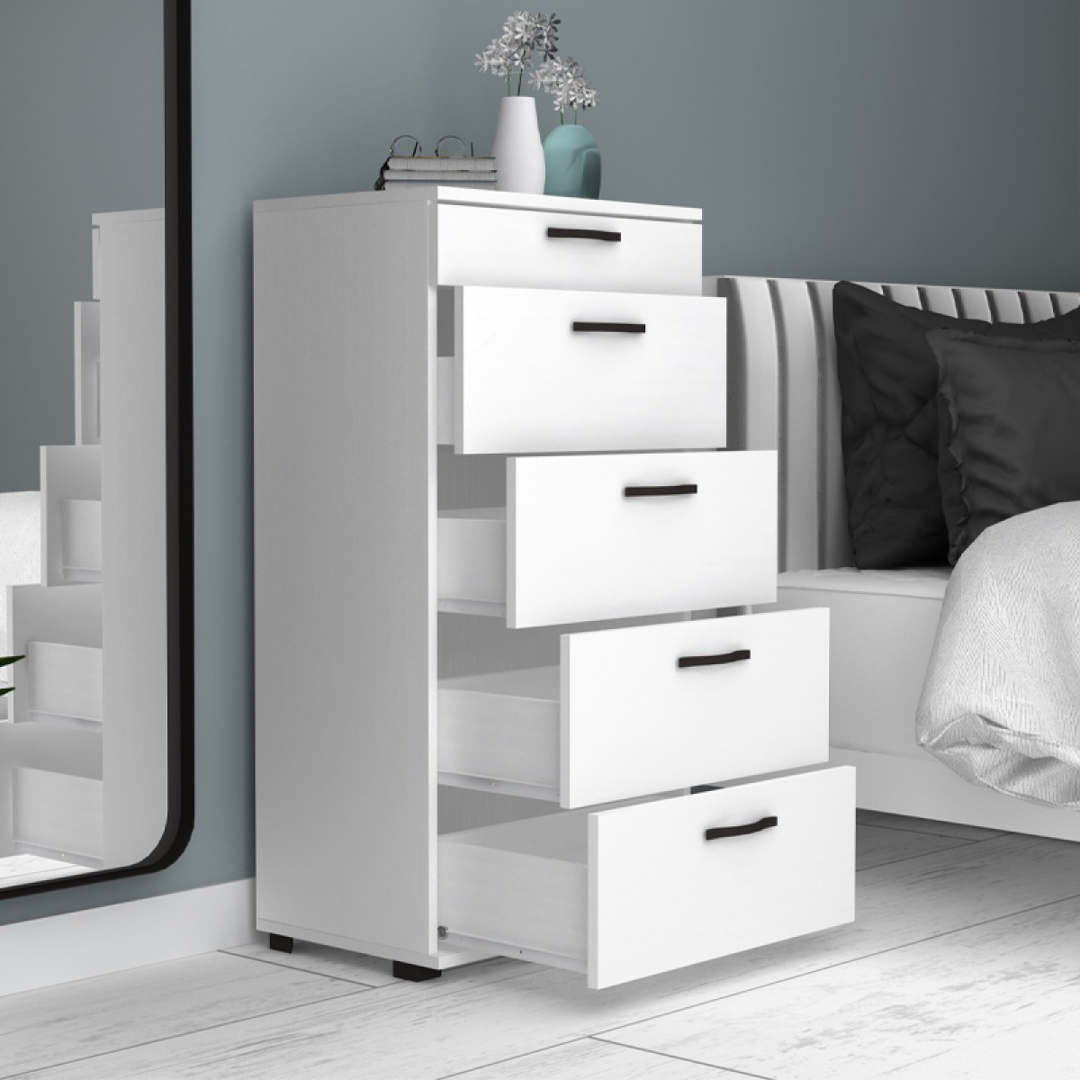 Συρταριέρα Helia Megapap χρώμα λευκό 60x44x108εκ.